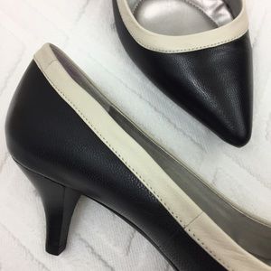 VTG Black White Kitten Heel Pumps 6